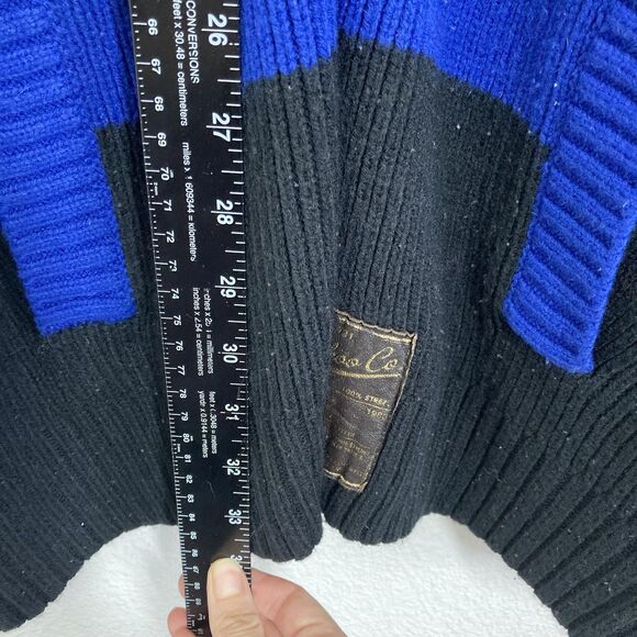 Akoo & Co Sweater Mens 4XL Blue cream Black Full Zip Knit Dog Patch Elbow Pads - Picture 7 of 16